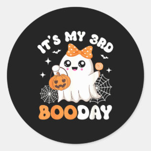 Det är min 3:e Boo-dag, rolig Halloween-spöke 3:e Runt Klistermärke