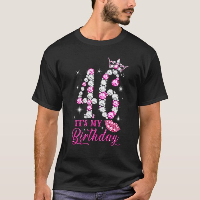 Det är min 46:e födelsedag Hett Läppar Diamond Que T Shirt (Framsida)