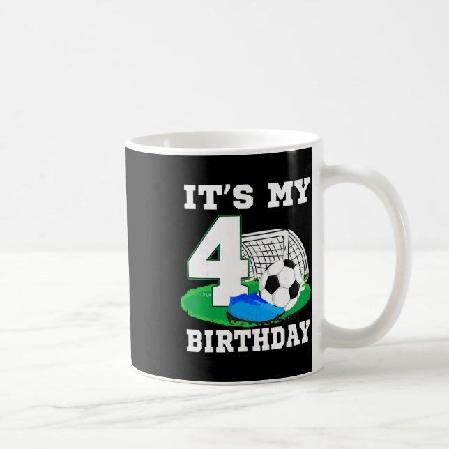 Det är min 4-års födelsedag fotboll 4:e födelsedag kaffemugg (Höger)