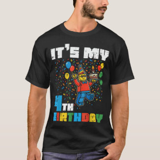 Det är min 4-årsdag Blocks Man Bricks 4 år gammal T Shirt