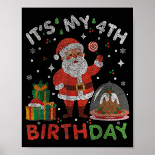 Det är min 4-årsdag - rolig jul tomte 4-årsdag poster