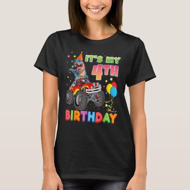 Det är min 4e födelsedagen 4 år gamla dinosaur-mon t shirt (Framsida)