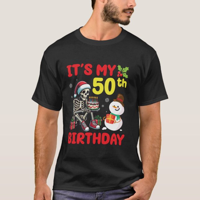 Det är min 50:e födelsedagskaleton Snögubbe Merry  T Shirt (Framsida)