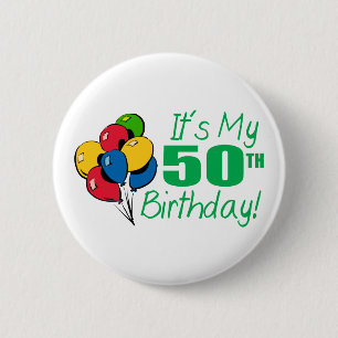 Det är min 50th födelsedag (ballonger) knapp