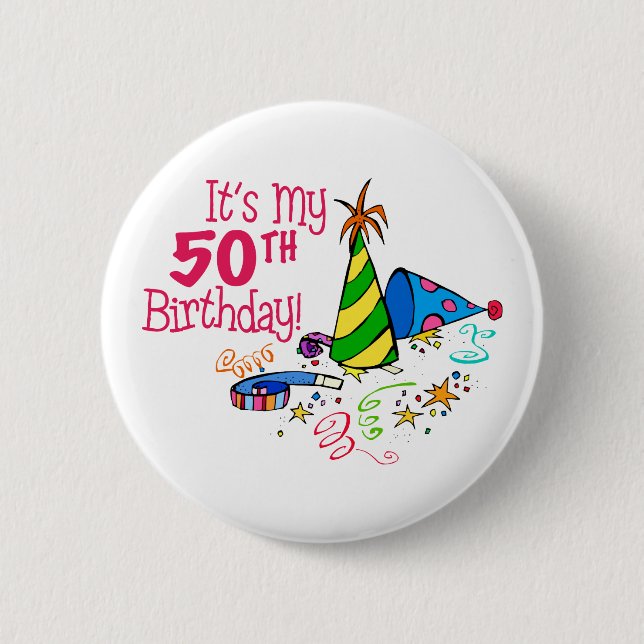 Det är min 50th födelsedag (partyhattar) knapp (Framsida)