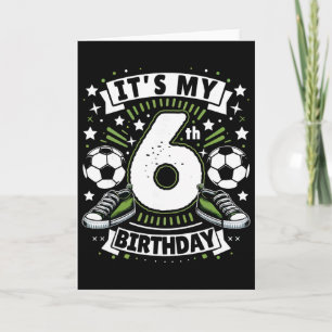 Det är min 6-årsdag 6 år gammal pojke fotboll föde kort