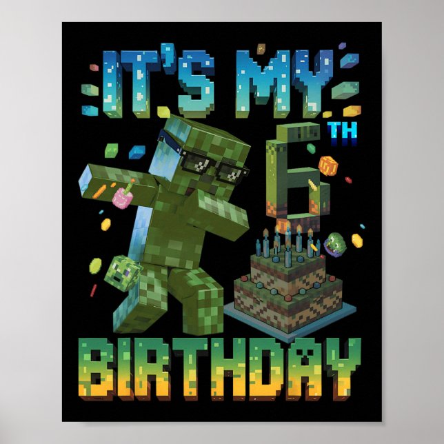 Det är min 6-årsdag Gamer Pixel Number Födelsedag  Poster (Framsidan)