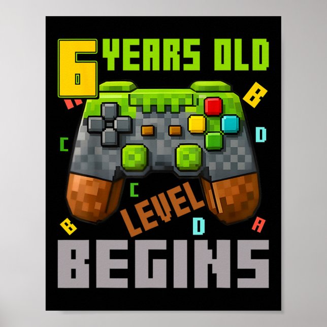 Det är min 6-årsdag Pixel spelkontroll 6 år Poster (Framsidan)