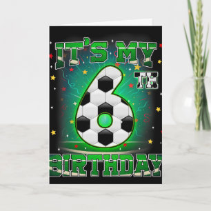 Det är min 6-årsdag Pojkar Fotboll 6 år gammal fes Kort