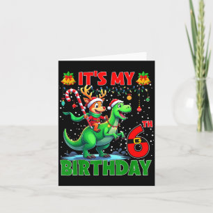 Det är min 6-årsdag Xmas ren Ridande Dinosaurie Kort