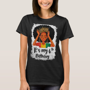 Det är min 6e-födelsedag 6 år gammal svart Melanin T Shirt