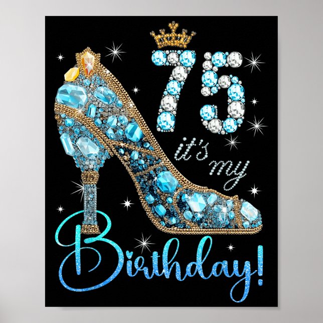 Det är min 75-årsdag Kvinnodrottning Diamantkrona  Poster (Framsidan)