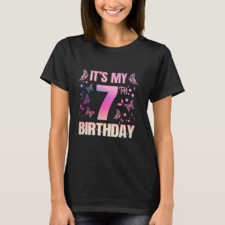 Det är min 7-års födelsedag fjäril tema 7 år gamma t shirt