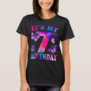 Det är min 7-års födelsedag Fjäril tema 7 år gamma T Shirt