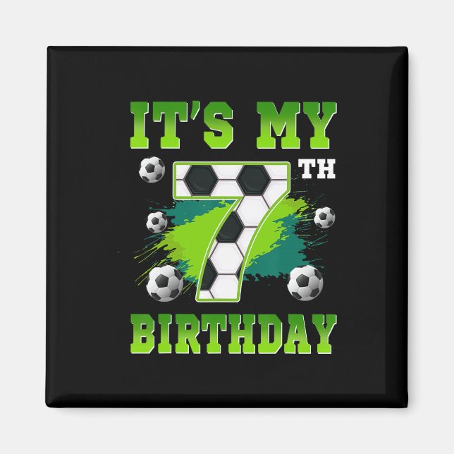 Det är min 7-års födelsedag fotbollsfest 7 år gamm magnet (Framsidan)