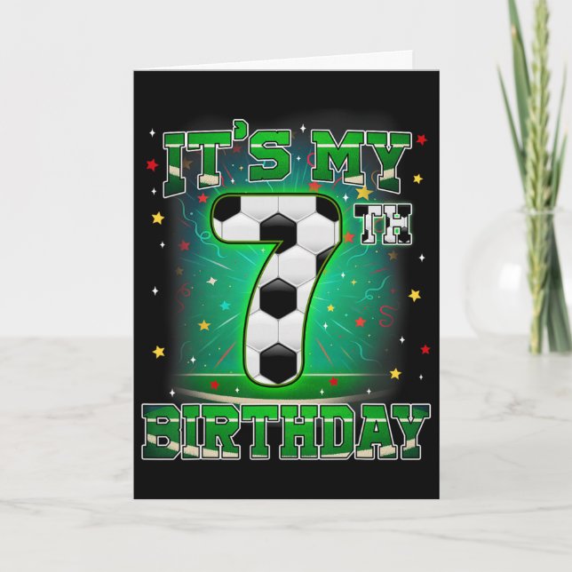Det är min 7-års födelsedag Pojkar Fotboll 7 år ga Kort (Framsida)