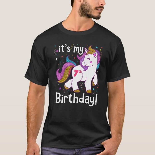 Det är min 7-års födelsedag prinsessan enhörning 7 t shirt (Framsida)