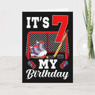 Det är min 7-årsdag 7 år gammal ishockey tema P Kort