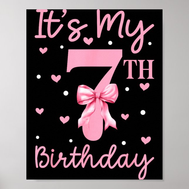 Det är min 7-årsdag Tjej Coquette Bow 7 år  Poster (Framsidan)