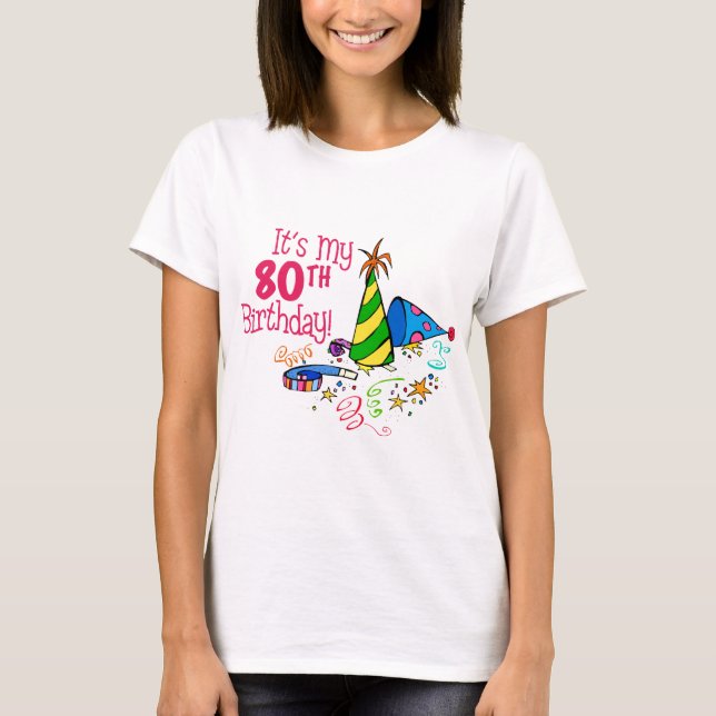 Det är min 80:e födelsedag (Party Hats) T Shirt (Framsida)