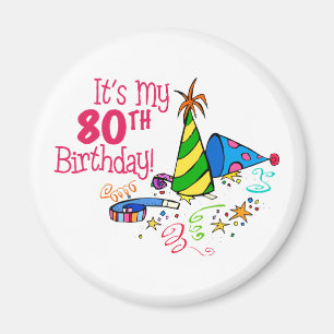Det är min 80th födelsedag (partyhattar) magnet