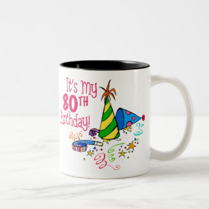 Det är min 80th födelsedag (partyhattar) Två-Tonad mugg
