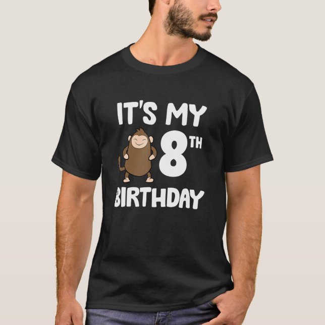 Det är min 8:e födelsedag Cute Monkey Ape 8:e föde T Shirt (Framsida)