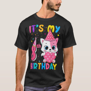 Det är min 8:e födelsedag-flicka-unge-kattfödelsed t shirt