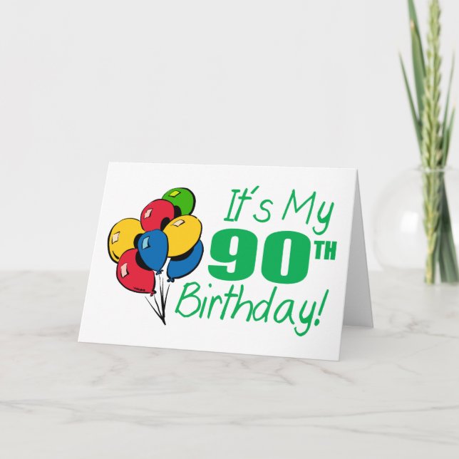 Det är min 90:e födelsedag (ballonger) kort (Framsida)