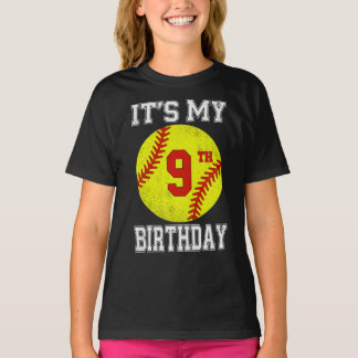 Det är min 9-års födelsedag Tjej Softboll 9 år gam T Shirt