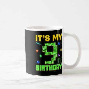 Det är min 9-årsdag 9-årig pojke Gamer Pixel Nu Kaffemugg