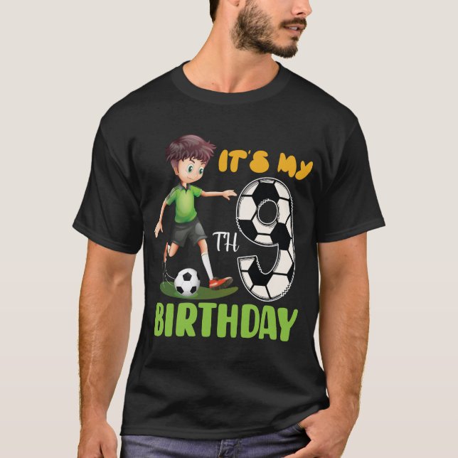 Det är min 9-årsdag Fotboll Fotboll Födelsedags -T T Shirt (Framsida)