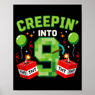 Det är min 9-årsdag Pojk Gamer Smygande In I 9 Spe Poster