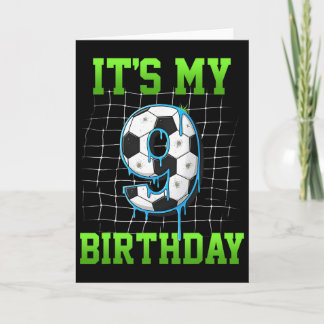 Det är min 9-årsdag Rolig fotboll Födelsedags pojk Kort