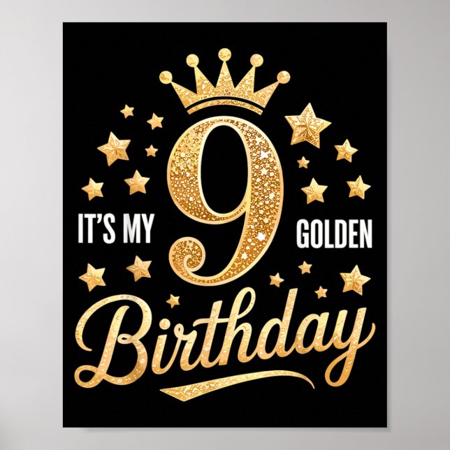 Det är min 9:e gyllene födelsedag 9 år gammal föde poster (Framsidan)