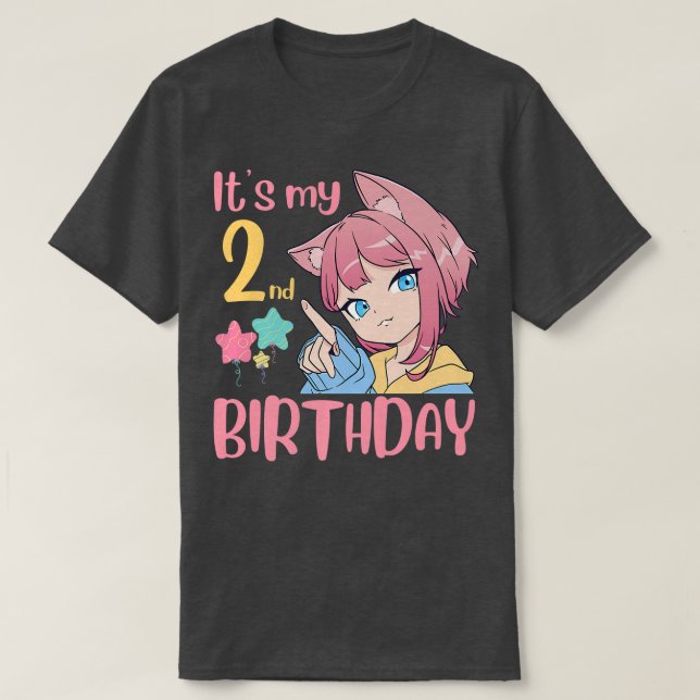 Det är min andra födelsedag, födelsedagsflicka 2 å t shirt (Design framsida)