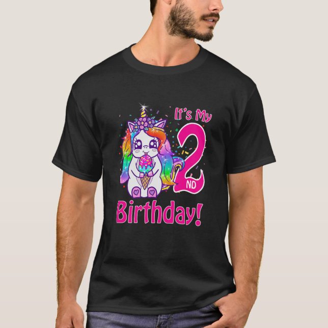 Det är min andra födelsedag Ice Cream Rainbow Unic T Shirt (Framsida)