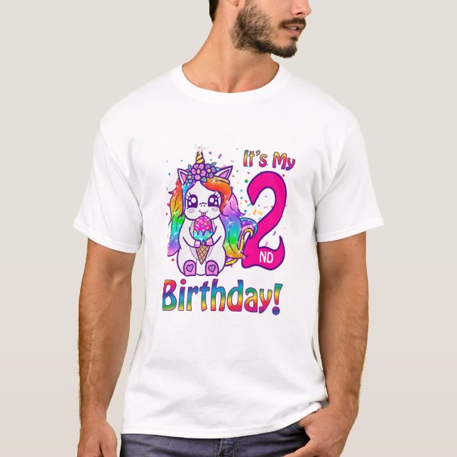 Det är min andra födelsedag Ice Cream Rainbow Unic T Shirt (Framsida)