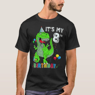 Det är min åttonde födelsedag Lycklig 8 år Dinosau T Shirt