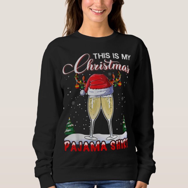 DET ÄR MIN CHRISTMAS Champagne Glass Pajama T Shirt (Framsida)