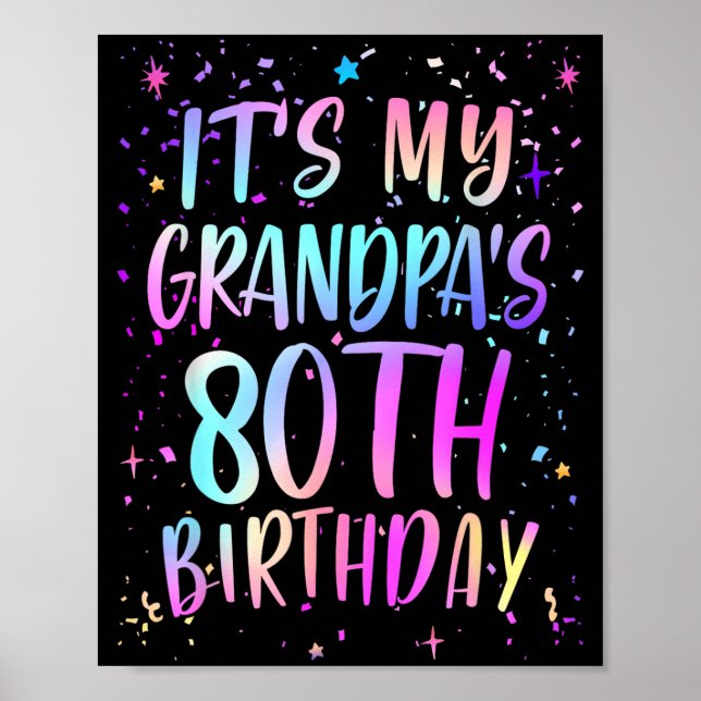 Det är min farfars 80-årsdag Färgglad Glad 80 År Poster (Framsidan)