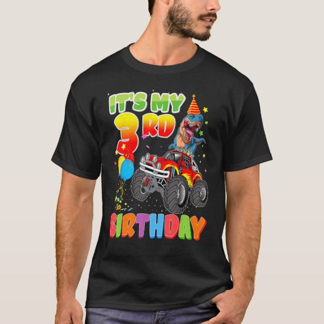 Det är min födelsedag 3 år gamla dinosaurier födel t shirt (Framsida)