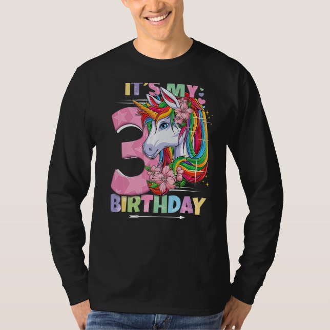 Det är min födelsedag 3:e födelsedagsflicka 3 år 2 t shirt (Framsida)