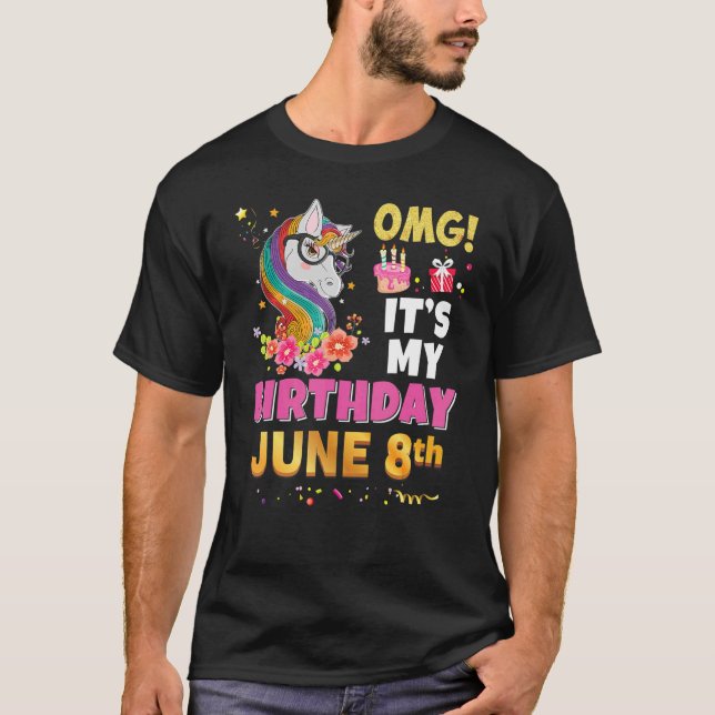Det är min födelsedag 8:e Unicorn Fantastisk Ha T Shirt (Framsida)