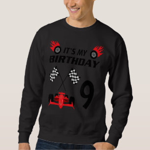 Det är min födelsedag 9 Car Racer Théer Birthday Lång Ärmad Tröja