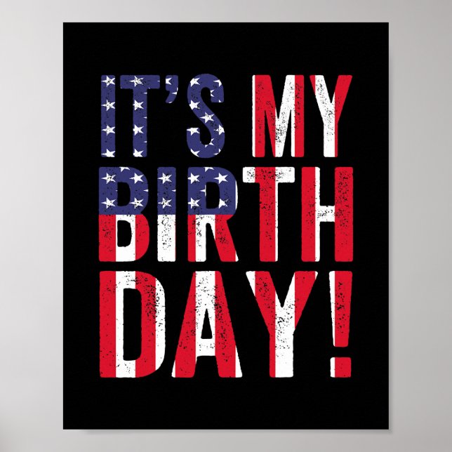 Det är min födelsedag amerikanska Flagga Birthday  Poster (Framsidan)