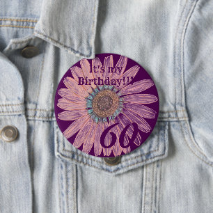 Det är min födelsedag! Blommans Personlig födel Knapp