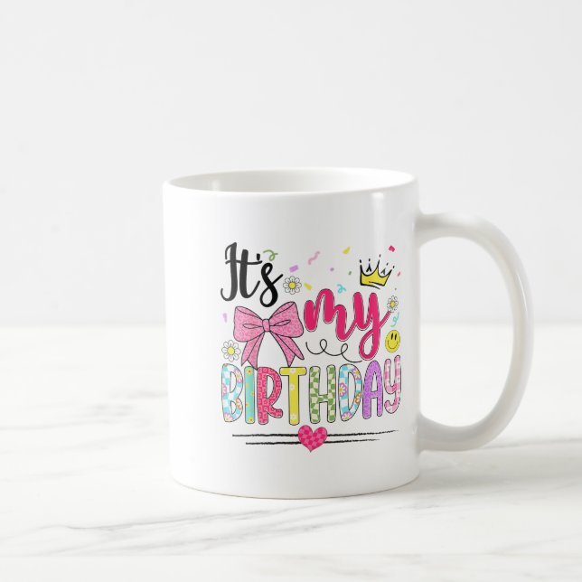 Det är min födelsedag Coquette Bow Flower Födelsed Kaffemugg (Höger)