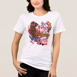 Det är min födelsedag Flicka Rosa & Guld Glam Föde T Shirt