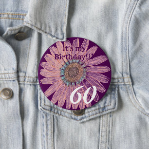 Det är min födelsedag! Flower Personlig Birthday 1 Knapp
